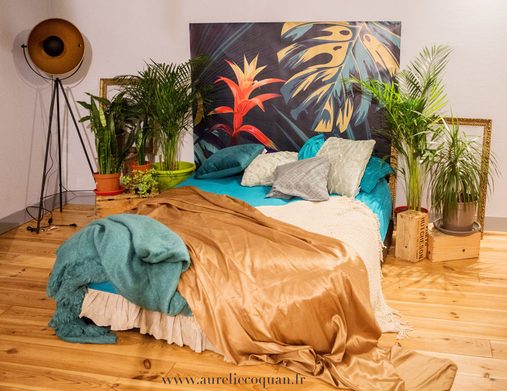studio photo pour séance photo boudoir décoration chambre thème jungle | www.aureliecoquan.fr