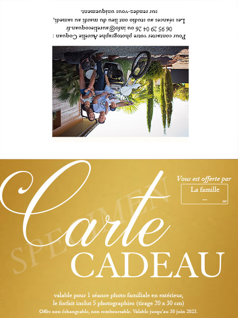 carte cadeau séance photo en famille à Châteaudun avec Aurélie Coquan Photographe